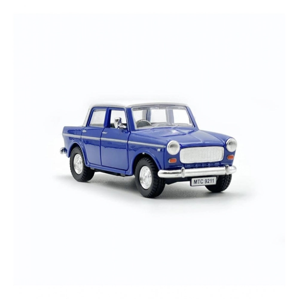 Shopper Beast Plastic Old Model Fiat Openable Doors Pull Back Action Collectible Car For Kids (Blue)