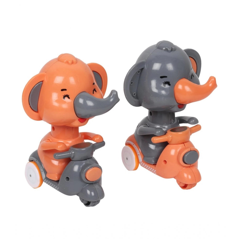 Shopper Beast Plastic Elephant Push And Go Friction Toy For Kids (Orange)