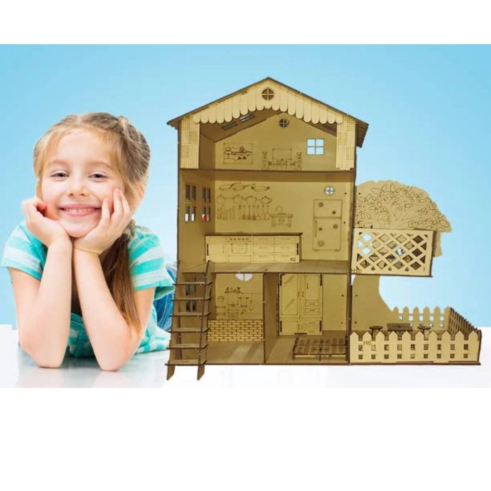 Shopper Beast Plastic Dollhouse For Girls With Furniture (Assorted)