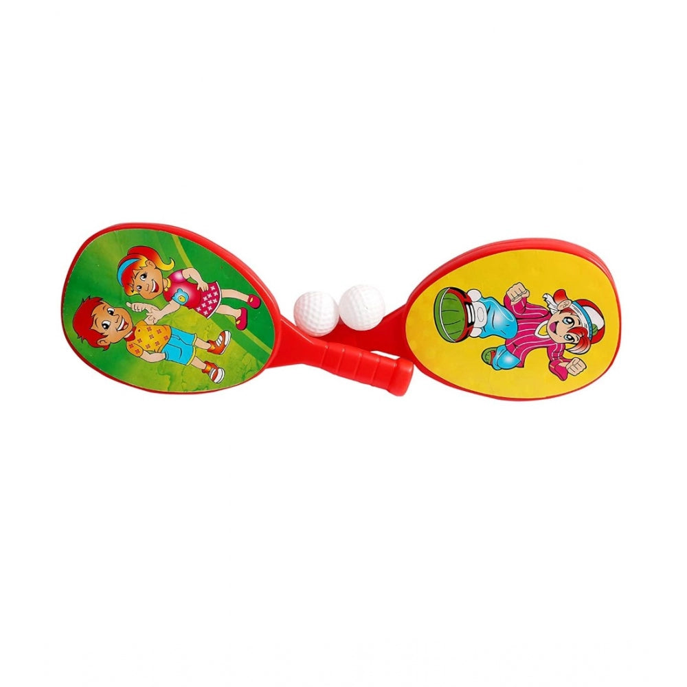 Shopper Beast Plastic Racket Set For Kids Indoor Outdoor Table Tennis (Red)