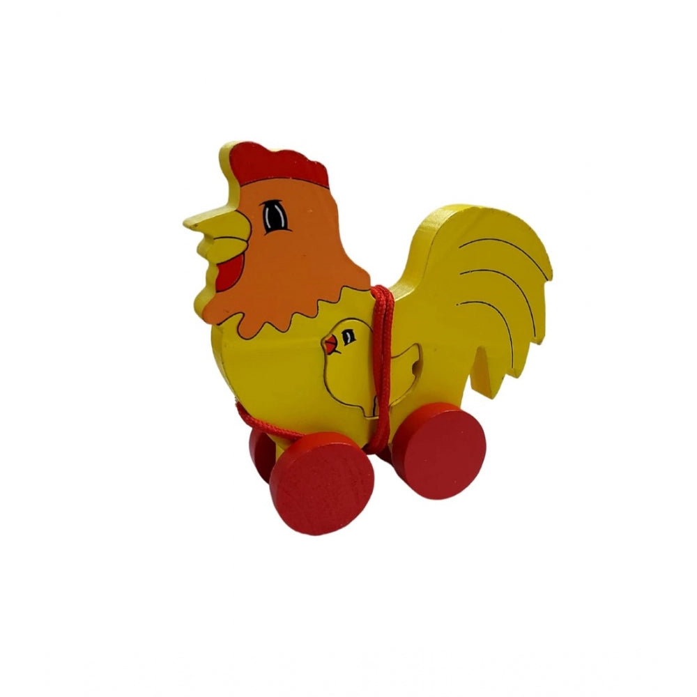 Shopper Beast Wooden Cock Pull Back Action Toy (Multicolor)