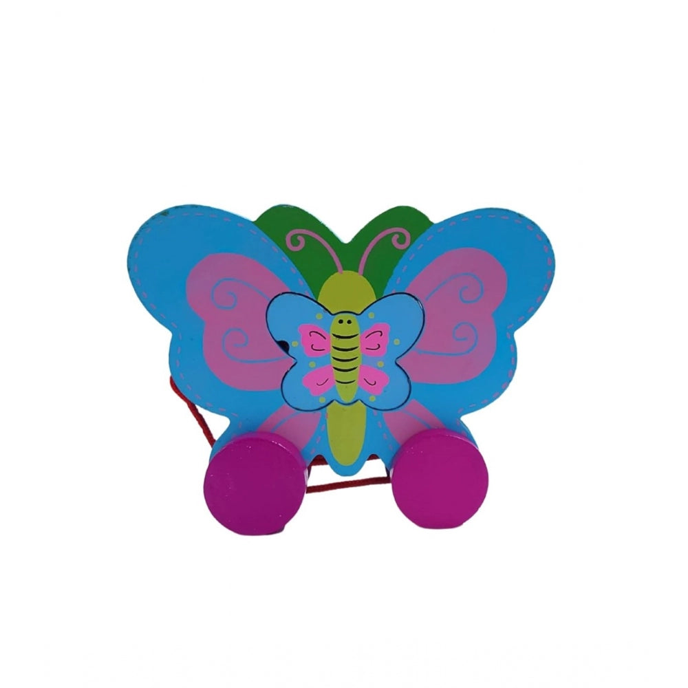 Shopper Beast Wooden Butterfly Pull Back Action Toy (Multicolor)