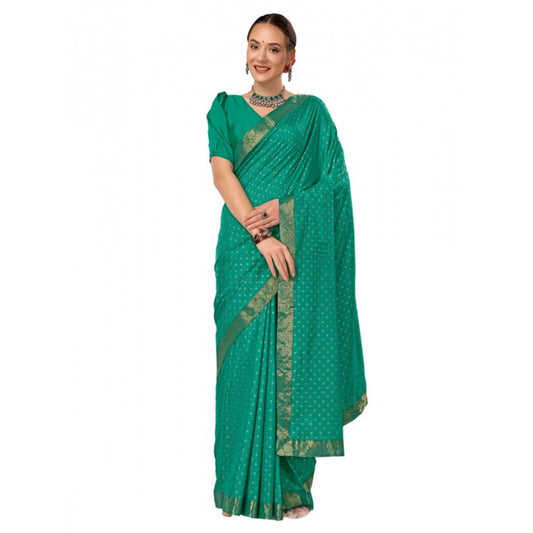 Shopper Beast Women's Vichitra Bandhani Saree With Unstitched Blouse (Rama Green, 5-6 Mtrs)