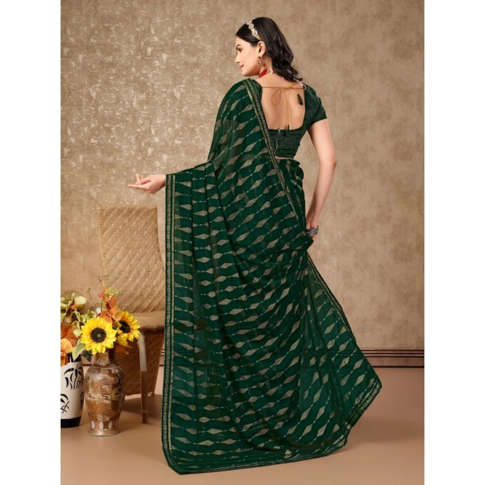 Shopper Beast Women's Zomto Laheriya Saree With Unstitched Blouse (Green, 5-6 Mtrs)