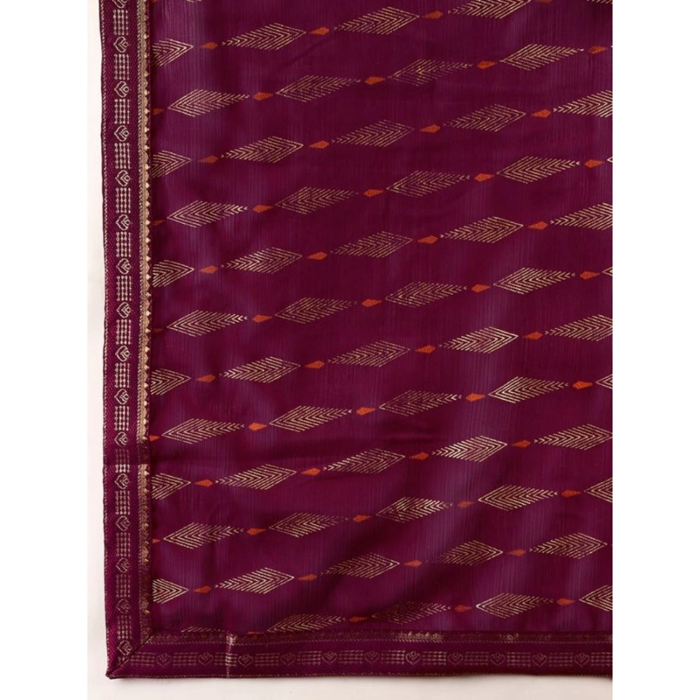 Shopper Beast Women's Zomto Laheriya Saree With Unstitched Blouse (Wine, 5-6 Mtrs)