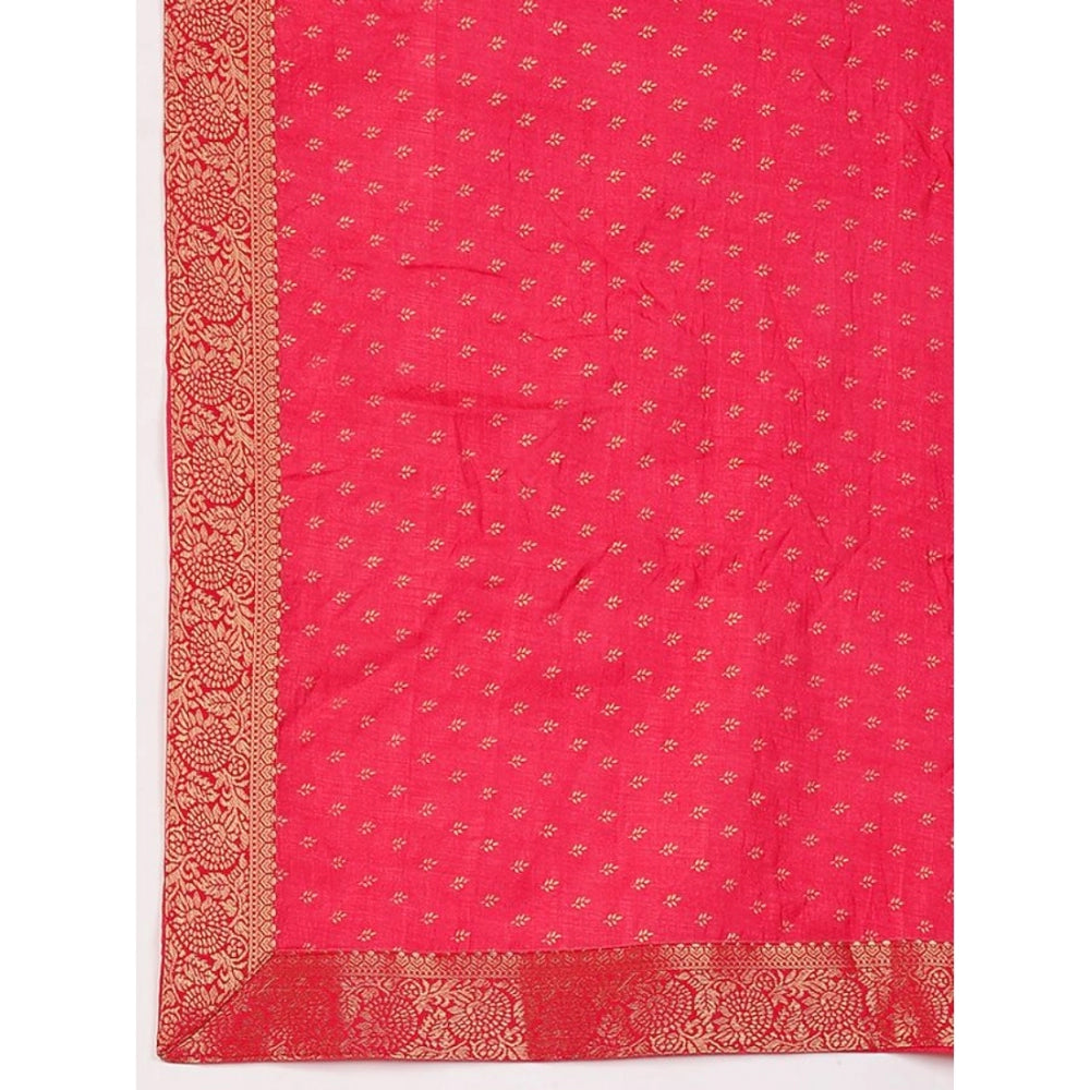 Shopper Beast Women's Vichitra Bandhani Saree With Unstitched Blouse (Pink, 5-6 Mtrs)