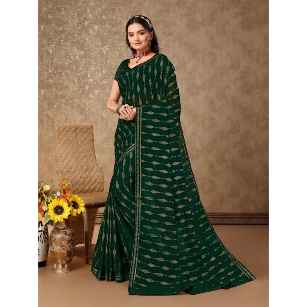 Shopper Beast Women's Zomto Laheriya Saree With Unstitched Blouse (Green, 5-6 Mtrs)