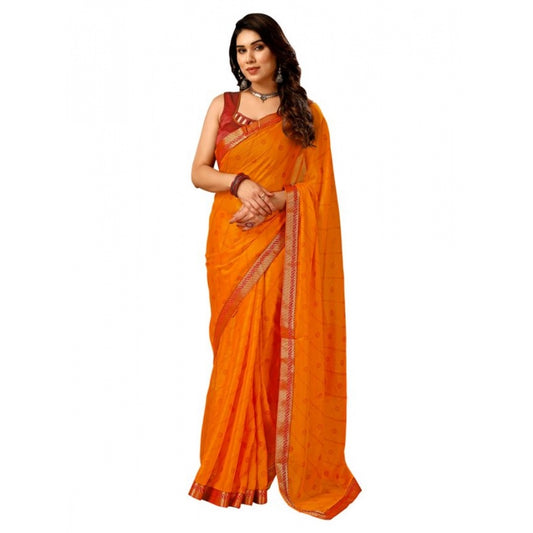 Shopper Beast Women's Zomto Bandhani Saree With Unstitched Blouse (Yellow, 5-6 Mtrs)