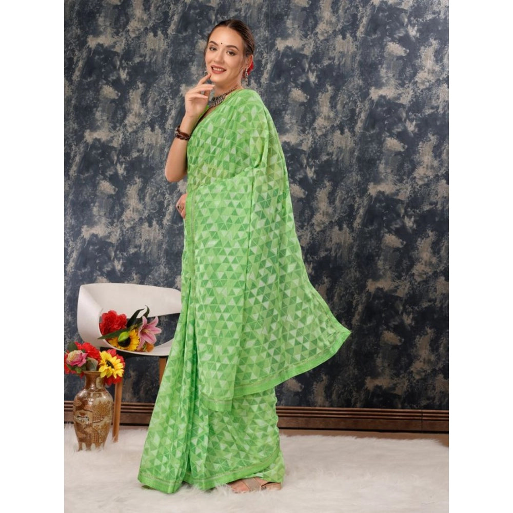 Shopper Beast Women's Zomto Printed Saree With Unstitched Blouse (Green, 5-6 Mtrs)