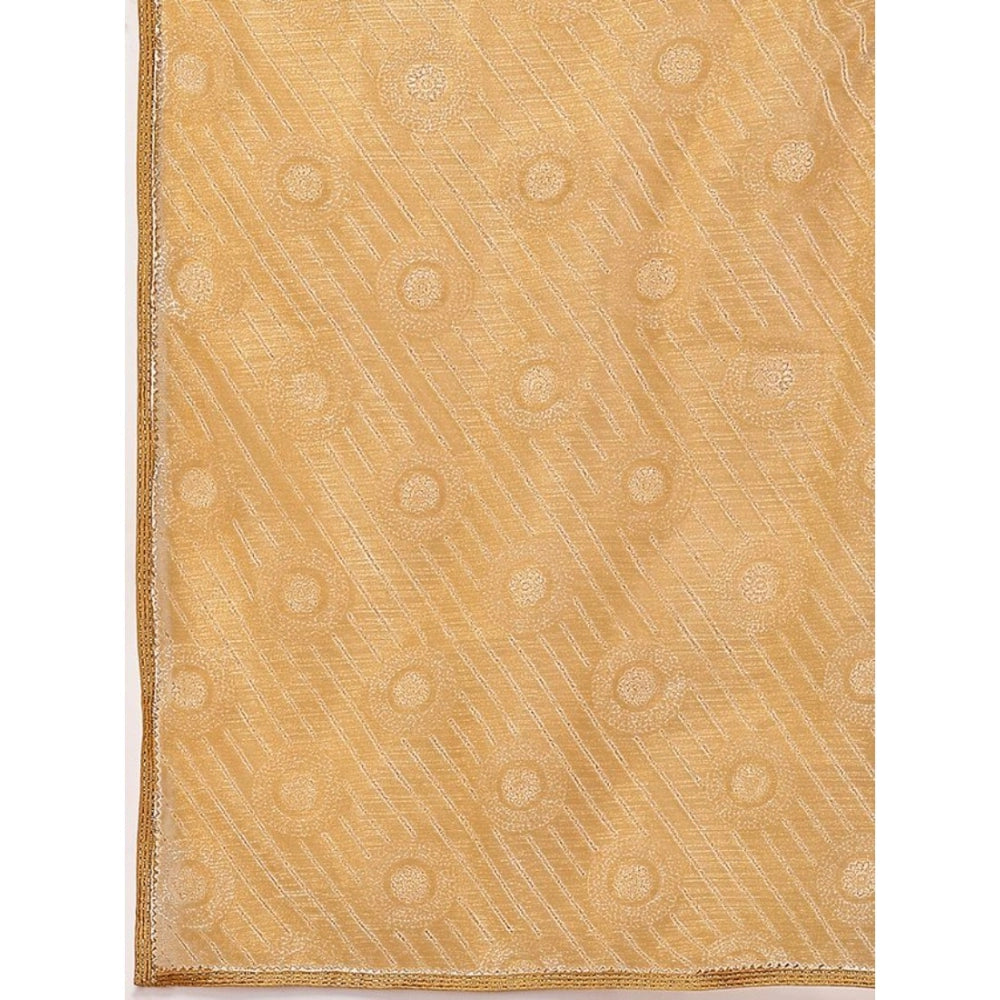 Shopper Beast Women's Linen Gola Printed Saree With Unstitched Blouse (Beige, 5-6 Mtrs)