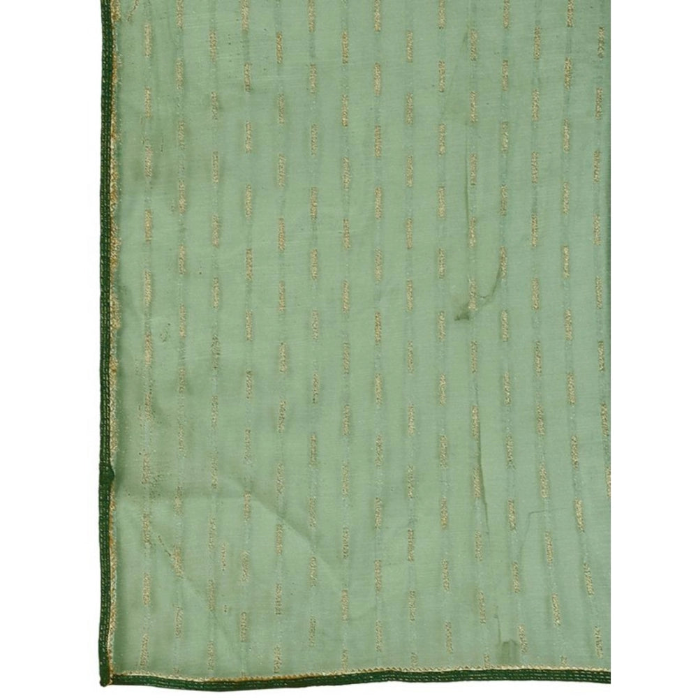 Shopper Beast Women's Linen Line Saree With Unstitched Blouse (Green, 5-6 Mtrs)