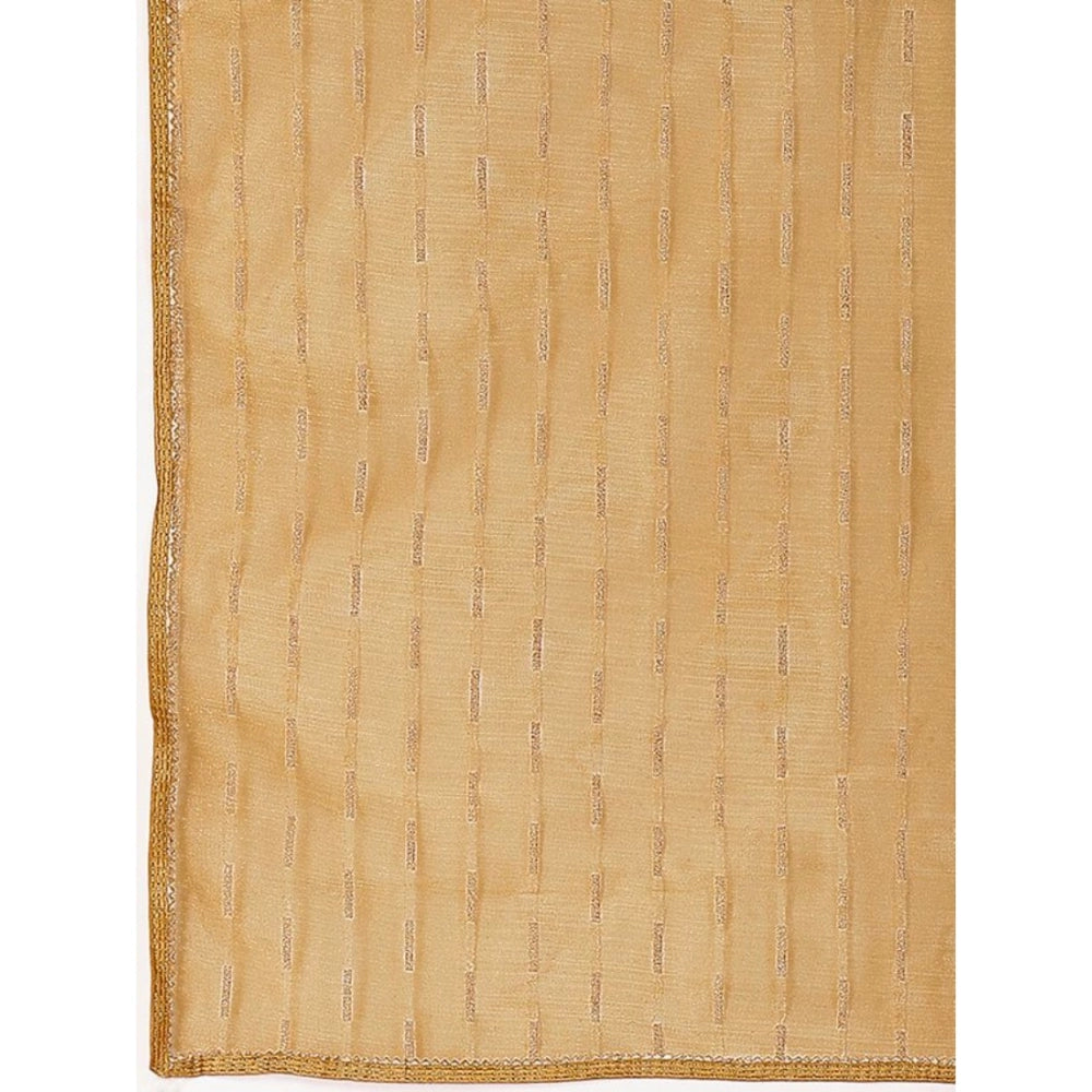 Shopper Beast Women's Linen Line Saree With Unstitched Blouse (Beige, 5-6 Mtrs)