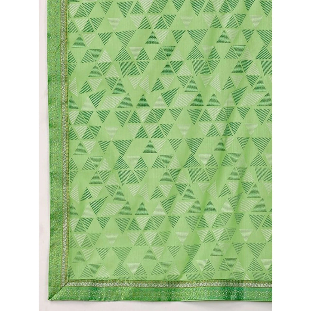 Shopper Beast Women's Zomto Printed Saree With Unstitched Blouse (Green, 5-6 Mtrs)