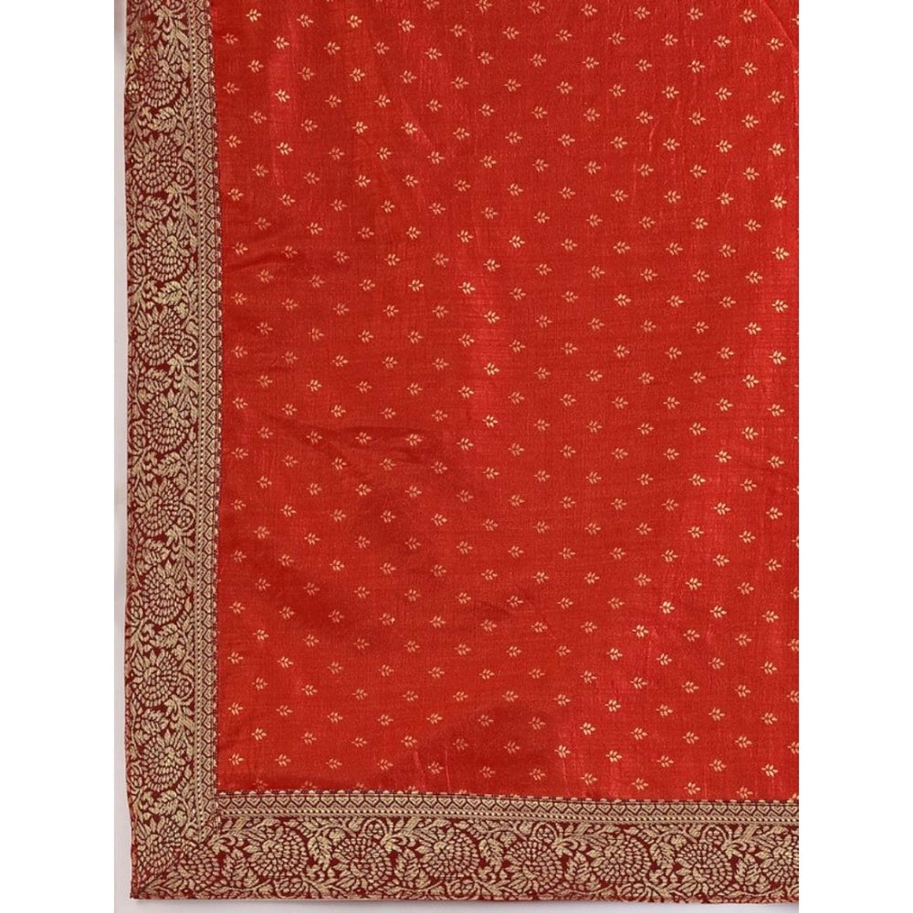 Shopper Beast Women's Vichitra Bandhani Saree With Unstitched Blouse (Maroon, 5-6 Mtrs)