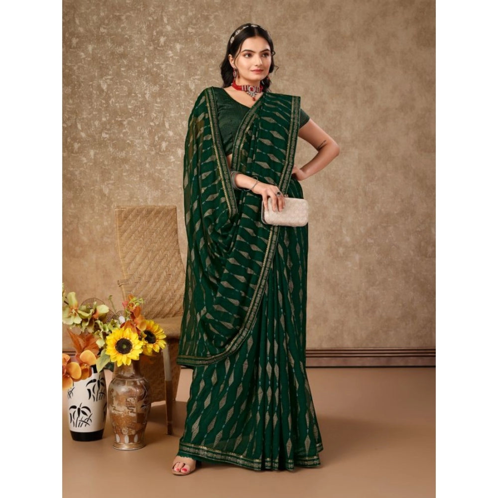 Shopper Beast Women's Zomto Laheriya Saree With Unstitched Blouse (Green, 5-6 Mtrs)