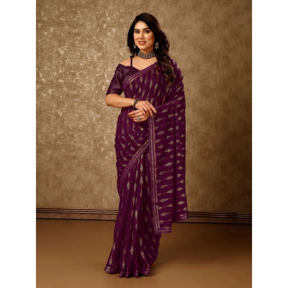 Shopper Beast Women's Zomto Laheriya Saree With Unstitched Blouse (Wine, 5-6 Mtrs)