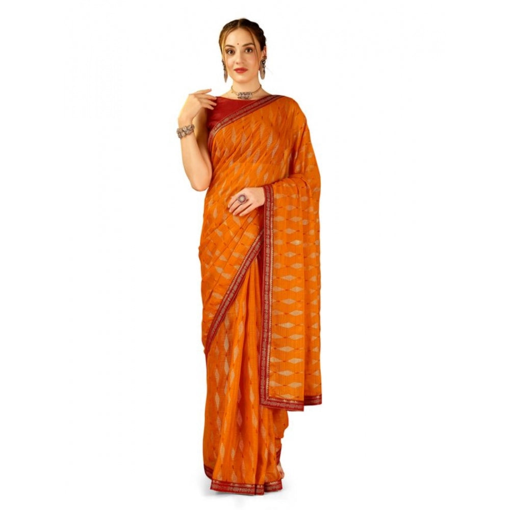 Shopper Beast Women's Zomto Laheriya Saree With Unstitched Blouse (Yellow, 5-6 Mtrs)