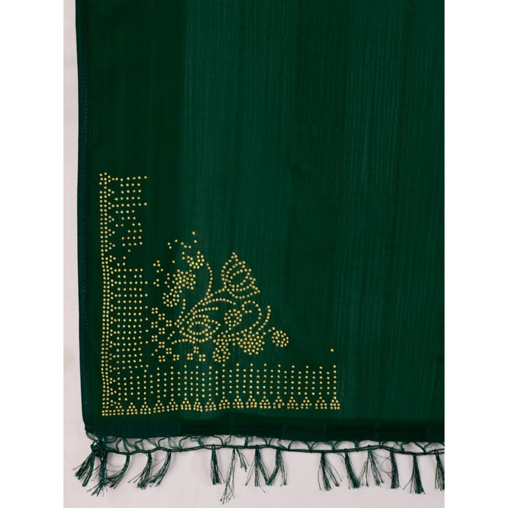 Shopper Beast Women's Chiffon Fabric Line Saree With Unstitched Blouse (Green, 5-6 Mtrs)