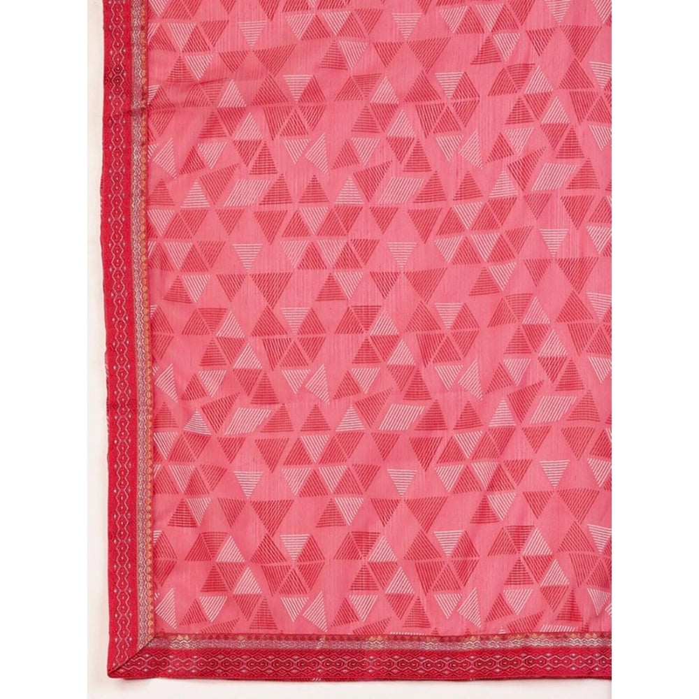 Shopper Beast Women's Zomto Printed Saree With Unstitched Blouse (Dark Pink, 5-6 Mtrs)