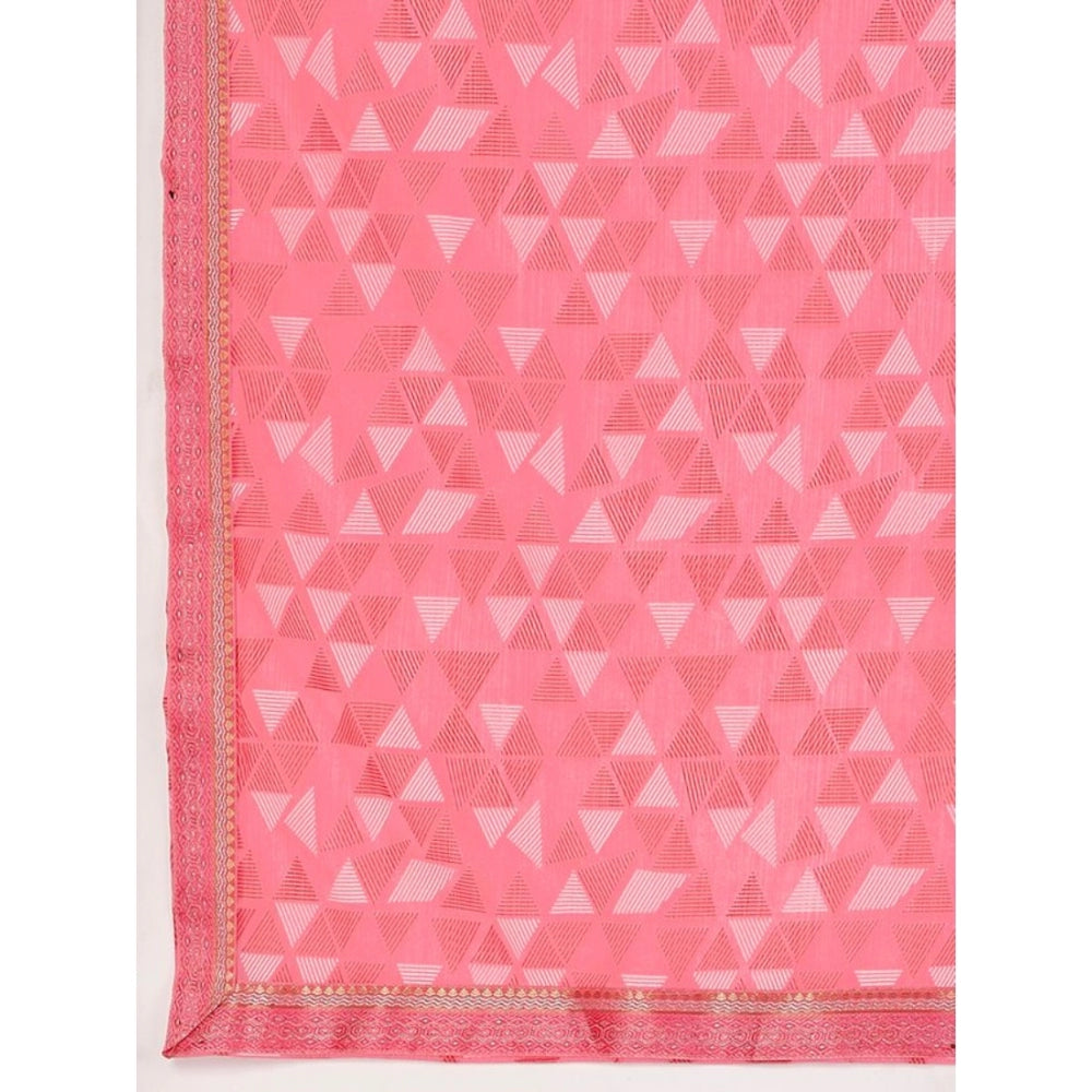 Shopper Beast Women's Zomto Printed Saree With Unstitched Blouse (Pink, 5-6 Mtrs)