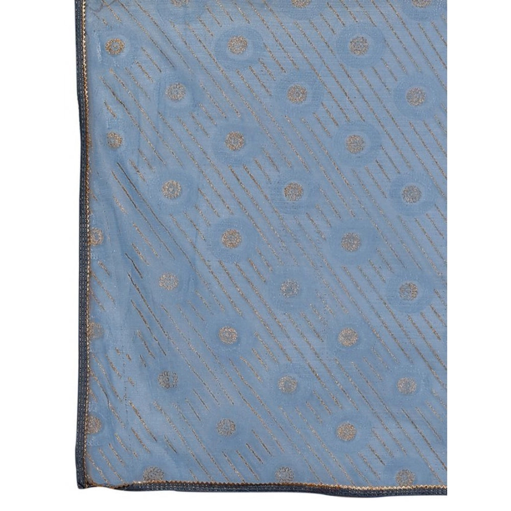 Shopper Beast Women's Linen Line Saree With Unstitched Blouse (Sky Blue, 5-6 Mtrs)