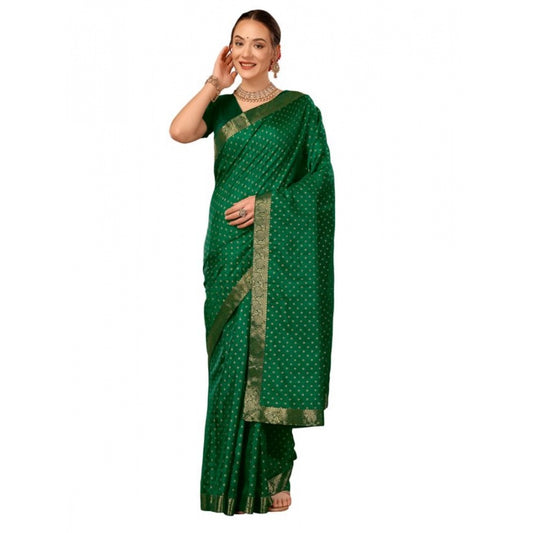 Shopper Beast Women's Vichitra Bandhani Saree With Unstitched Blouse (Green, 5-6 Mtrs)