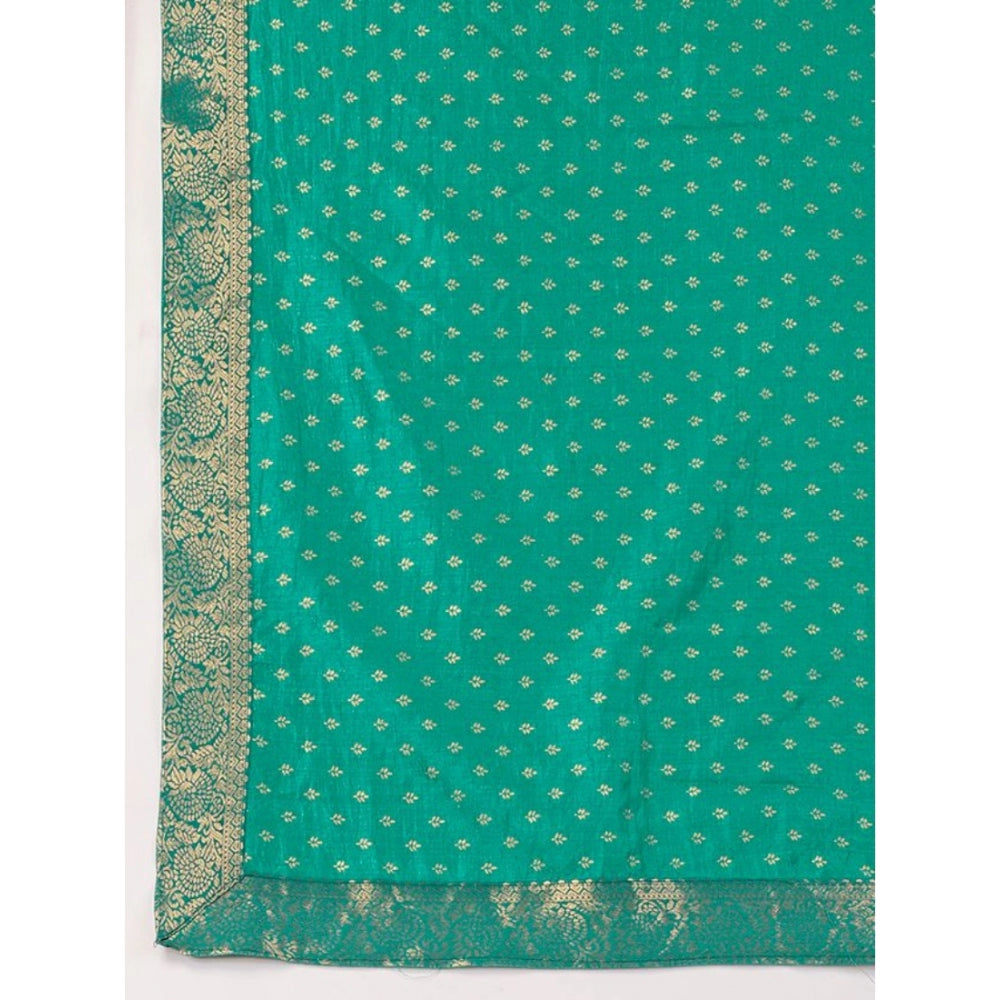 Shopper Beast Women's Vichitra Bandhani Saree With Unstitched Blouse (Rama Green, 5-6 Mtrs)