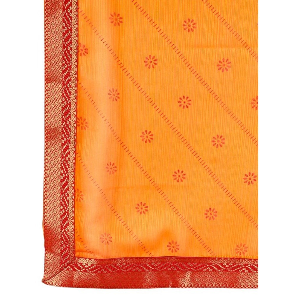 Shopper Beast Women's Zomto Bandhani Saree With Unstitched Blouse (Yellow, 5-6 Mtrs)