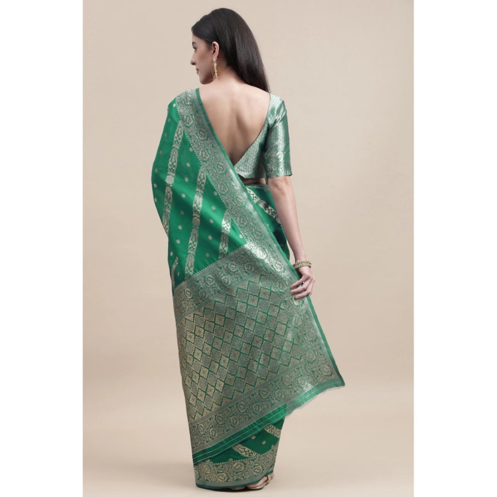 Shopper Beast Women's Banarasi Silk Designer Weaving Saree With Unstitched Blouse (Green, 5.50 Mtrs)