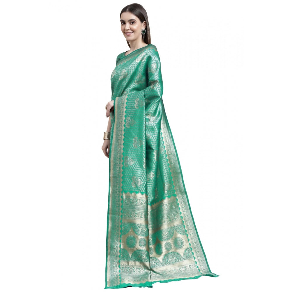 Shopper Beast Women's Banarasi Silk Designer Weaving Saree With Unstitched Blouse (Green, 5.50 Mtrs)