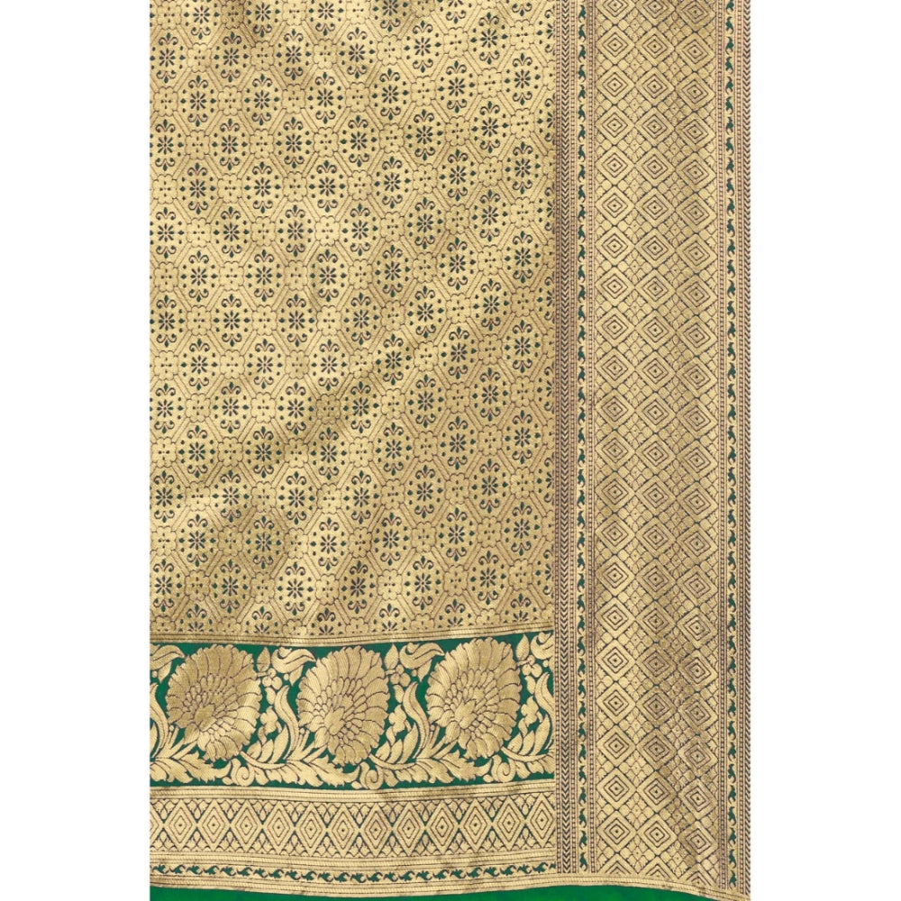 Shopper Beast Women's Banarasi Silk Designer Weaving Saree With Unstitched Blouse (Green, 5.50 Mtrs)