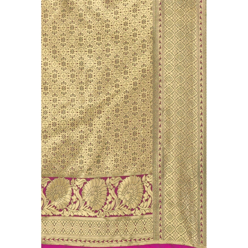 Shopper Beast Women's Banarasi Silk Designer Weaving Saree With Unstitched Blouse (Pink, 5.50 Mtrs)