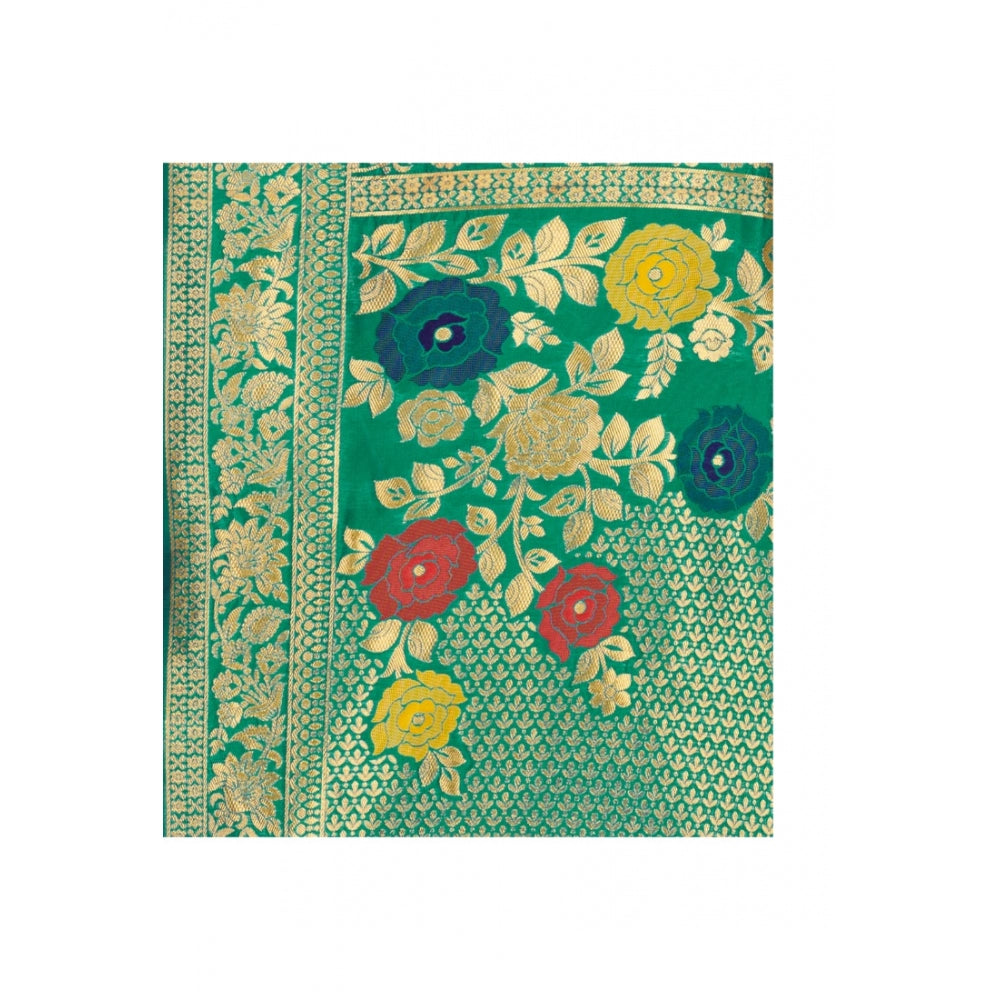 Shopper Beast Women's Banarasi Silk Designer Weaving Saree With Unstitched Blouse (Green, 5.50 Mtrs)