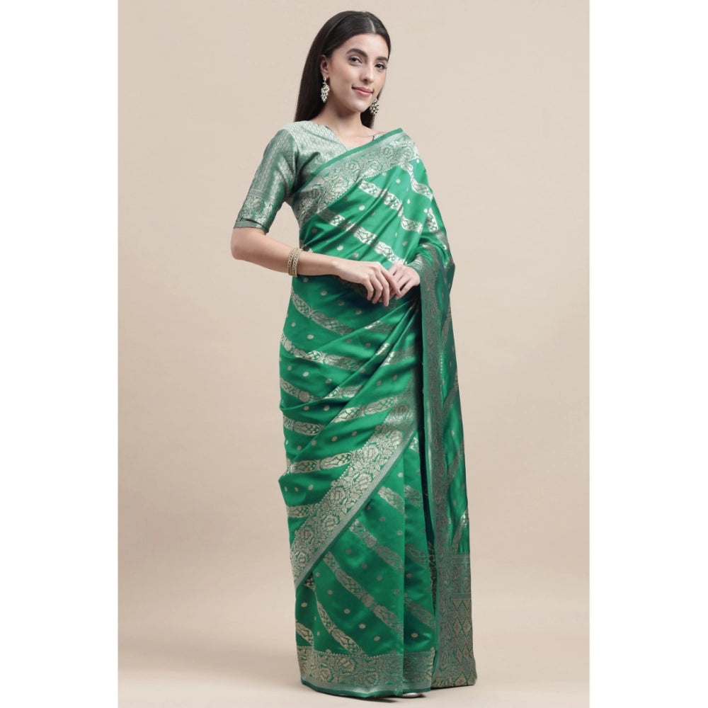 Shopper Beast Women's Banarasi Silk Designer Weaving Saree With Unstitched Blouse (Green, 5.50 Mtrs)