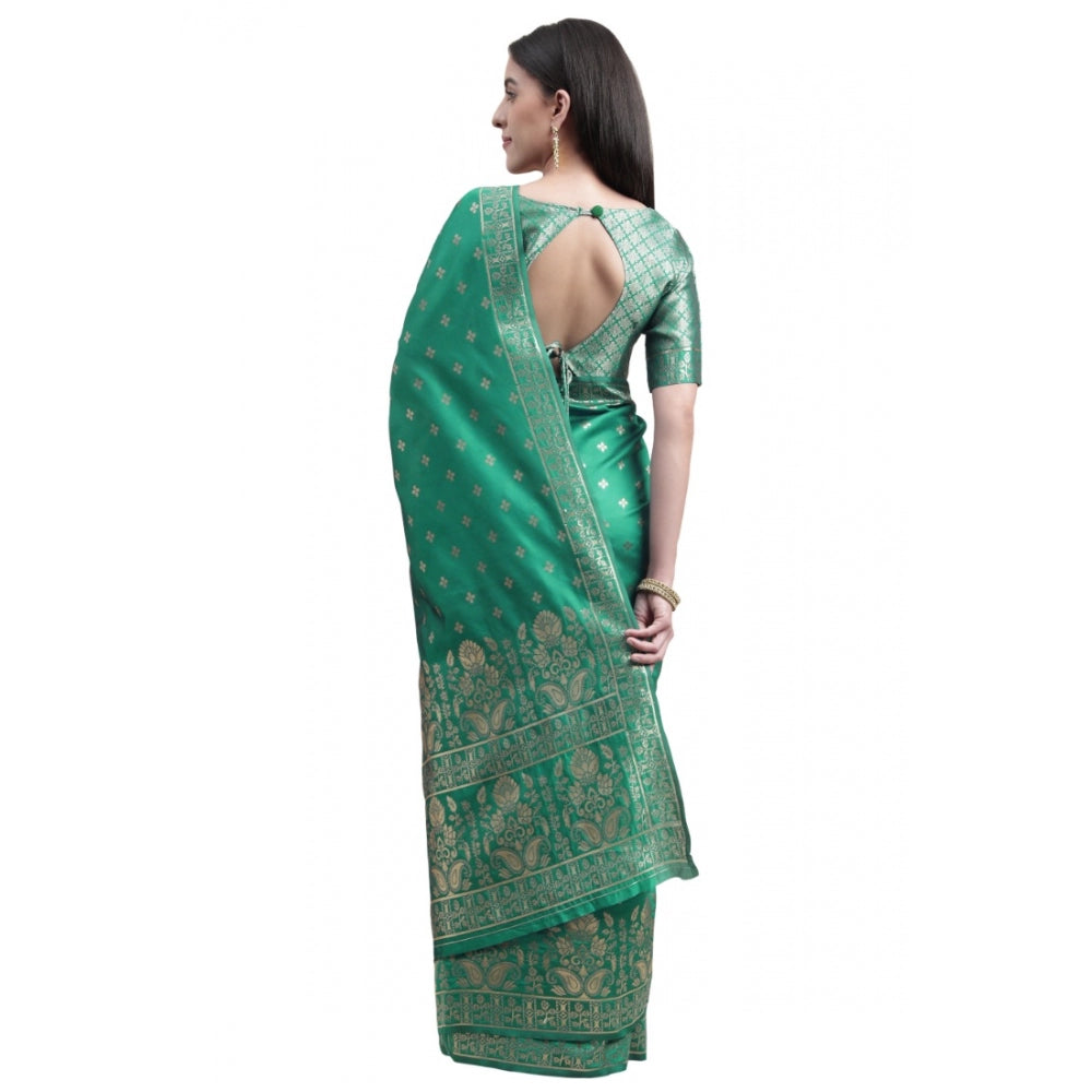 Shopper Beast Women's Banarasi Silk Designer Weaving Saree With Unstitched Blouse (Green, 5.50 Mtrs)