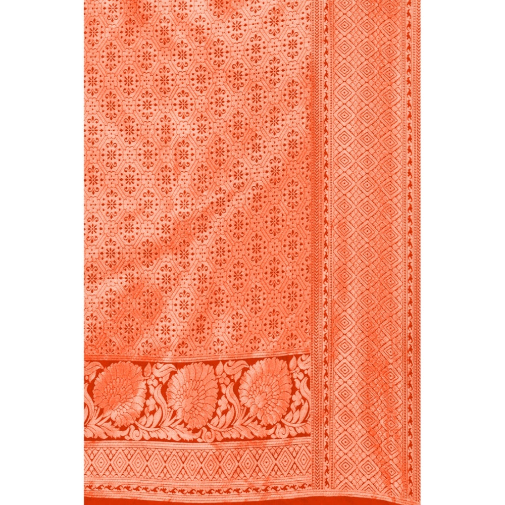 Shopper Beast Women's Banarasi Silk Designer Weaving Saree With Unstitched Blouse (Orange, 5.50 Mtrs)