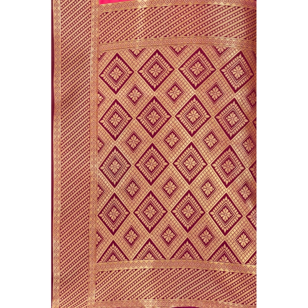 Shopper Beast Women's Banarasi Silk Designer Weaving Saree With Unstitched Blouse (Purple, 5.50 Mtrs)