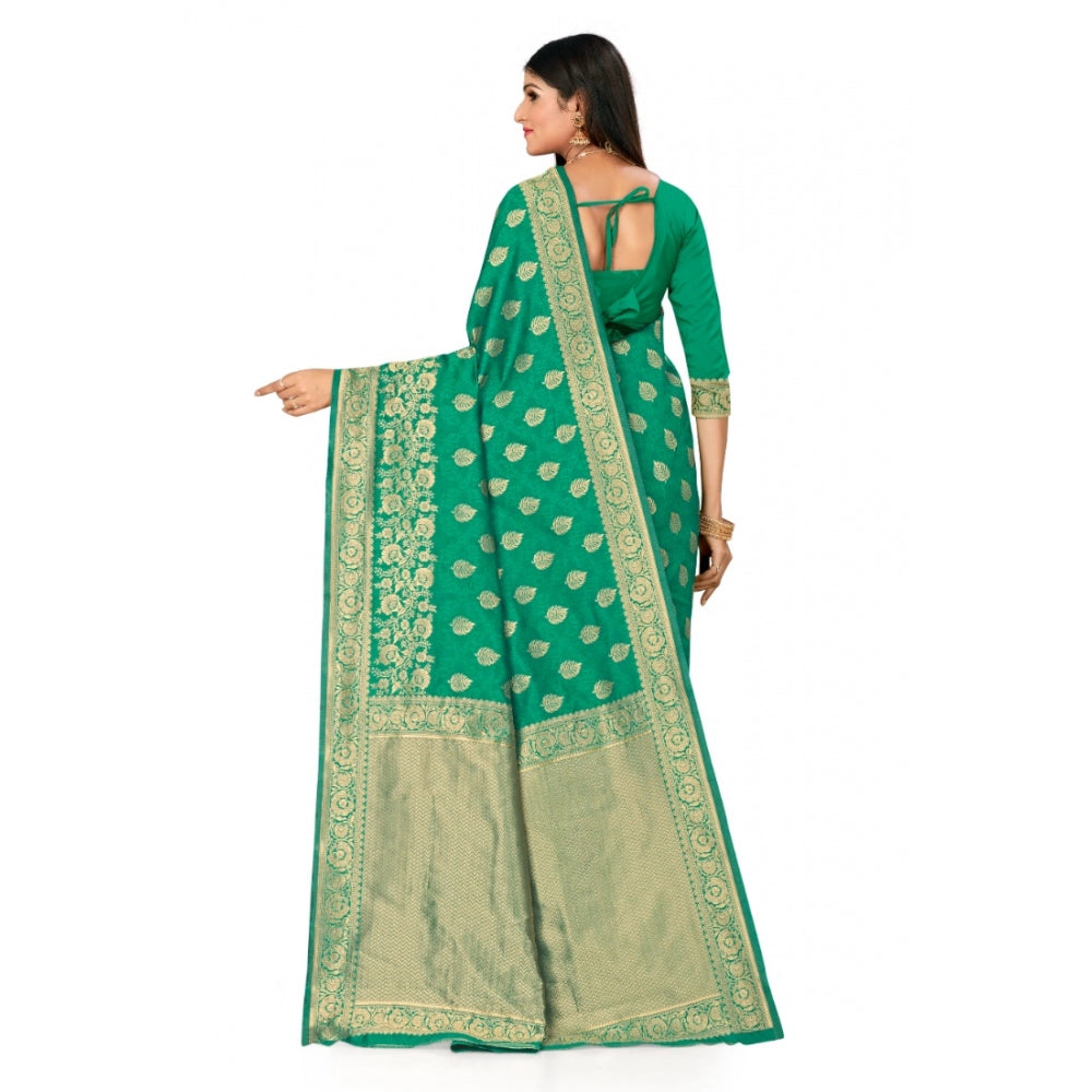 Shopper Beast Women's Banarasi Silk Designer Weaving Saree With Unstitched Blouse (Green, 5.50 Mtrs)