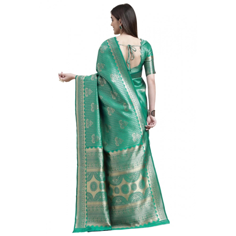 Shopper Beast Women's Banarasi Silk Designer Weaving Saree With Unstitched Blouse (Green, 5.50 Mtrs)