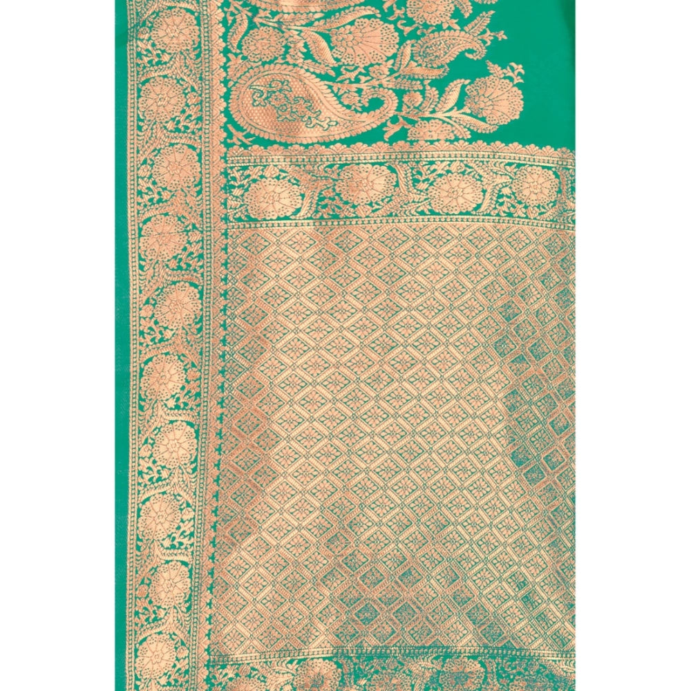 Shopper Beast Women's Banarasi Silk Designer Weaving Saree With Unstitched Blouse (Green, 5.50 Mtrs)