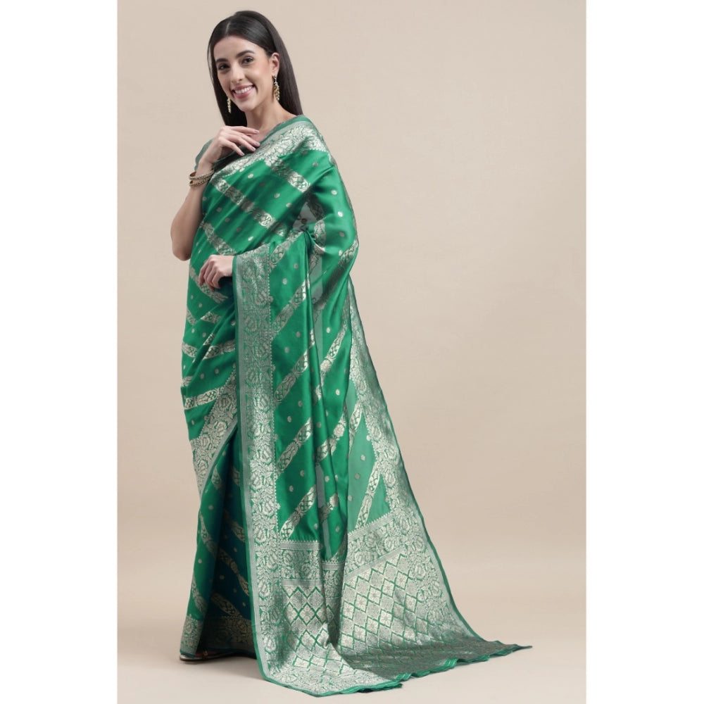 Shopper Beast Women's Banarasi Silk Designer Weaving Saree With Unstitched Blouse (Green, 5.50 Mtrs)