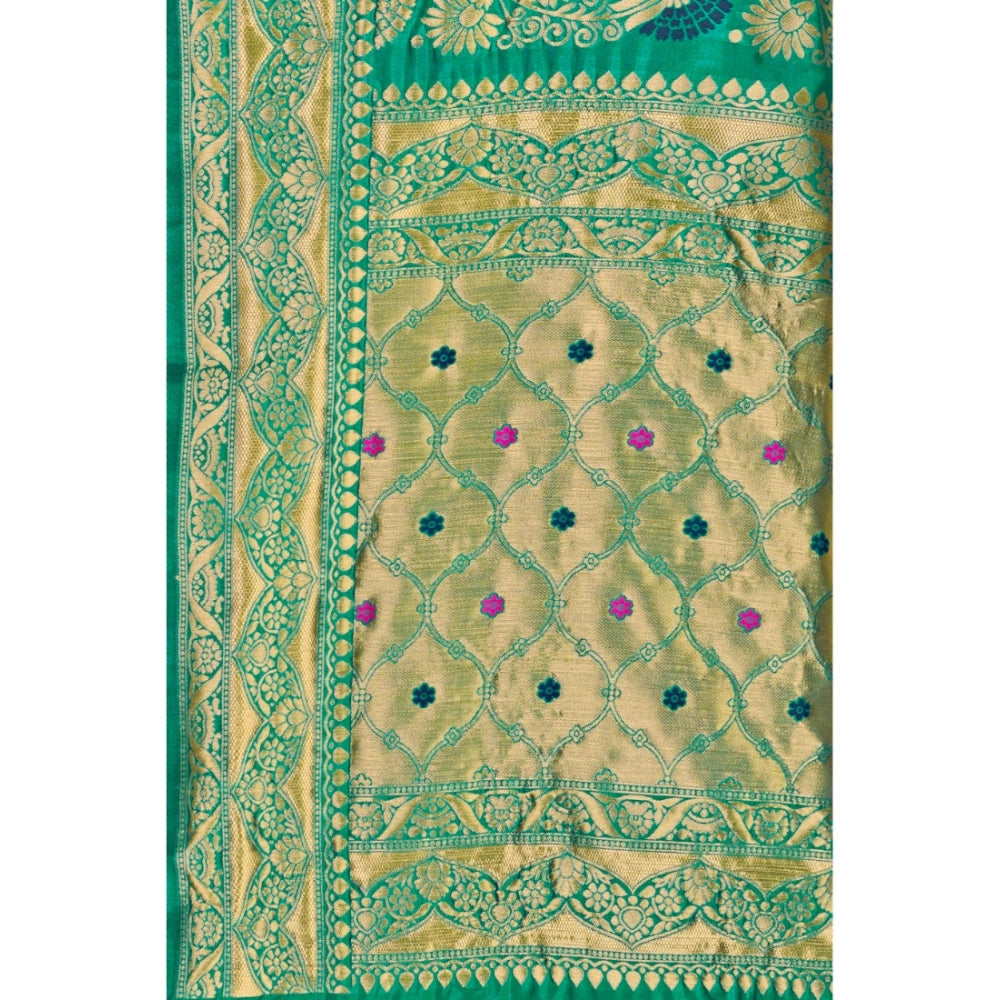 Shopper Beast Women's Banarasi Silk Designer Weaving Saree With Unstitched Blouse (Green, 5.50 Mtrs)