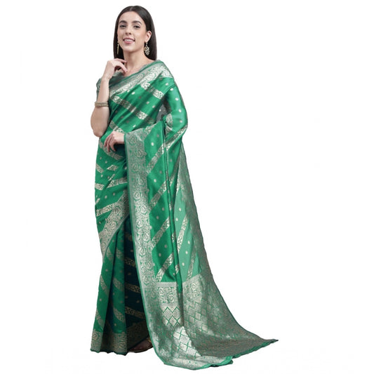 Shopper Beast Women's Banarasi Silk Designer Weaving Saree With Unstitched Blouse (Green, 5.50 Mtrs)