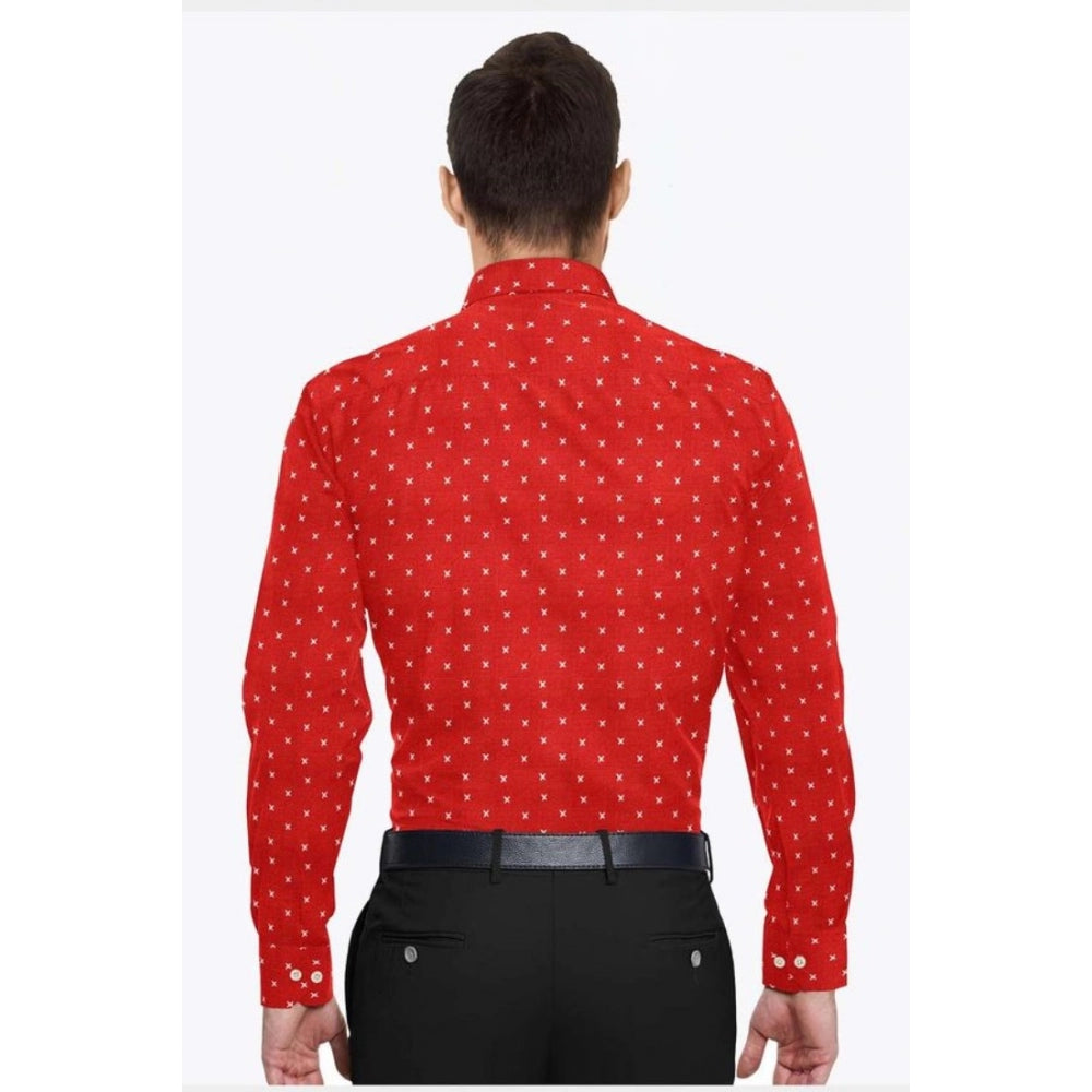 Shopper Beast Men's Cotton Blended Printed Full Sleeve Shirt (Red)