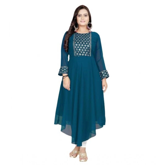 Shopper Beast Women's Georgette Embroidered Kurti (Rama)