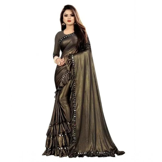 Shopper Beast Women's Malai Lining Solid Saree With Unstitched Blouse (Coffee, 5.5 Mtr)