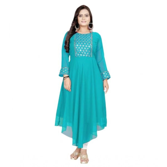 Shopper Beast Women's Georgette Embroidered Kurti (Rama)