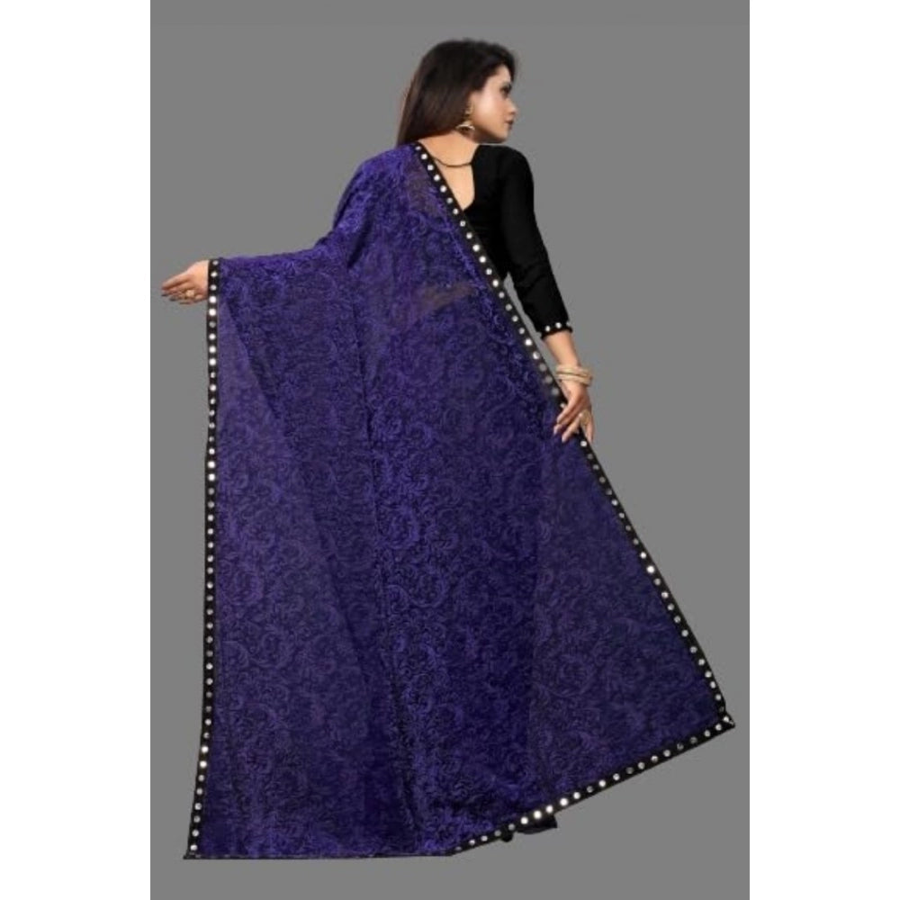 Shopper Beast Women's Lycra Solid Saree With Unstitched Blouse (Purple, 5.5 Mtr)