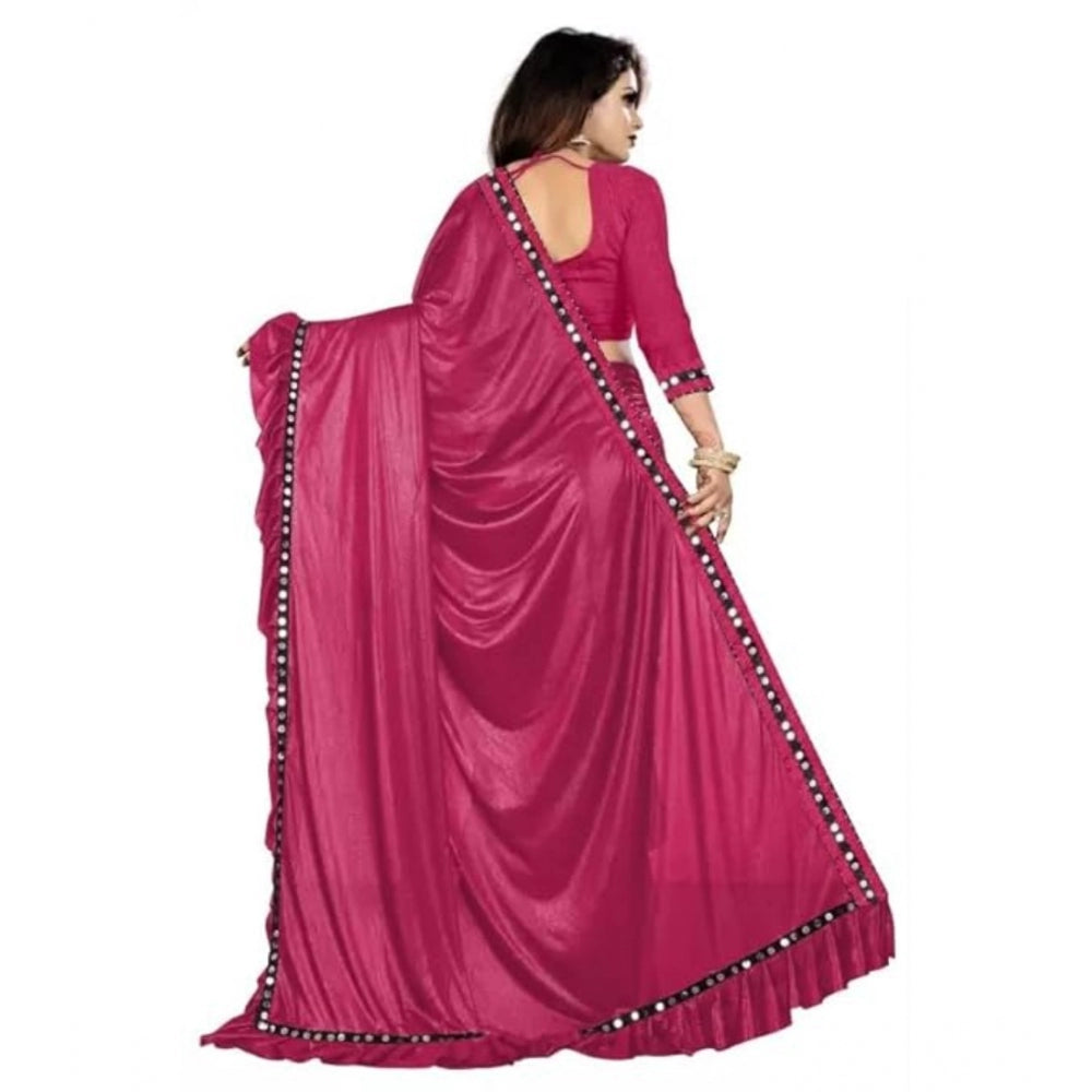 Shopper Beast Women's Malai Lining Solid Saree With Unstitched Blouse (Maroon, 5.5 Mtr)